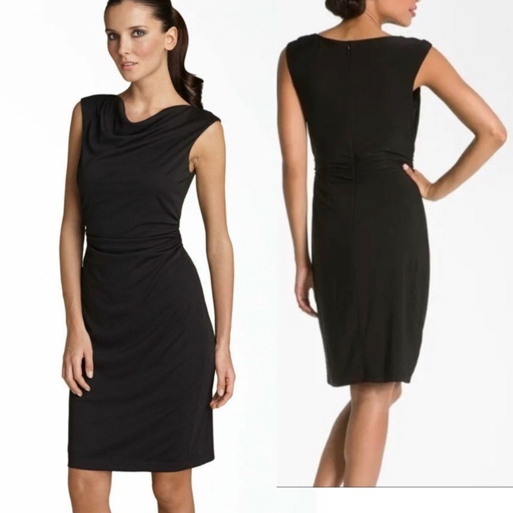 David‎ Meister Black Ruched Sleeveless Dress | 6